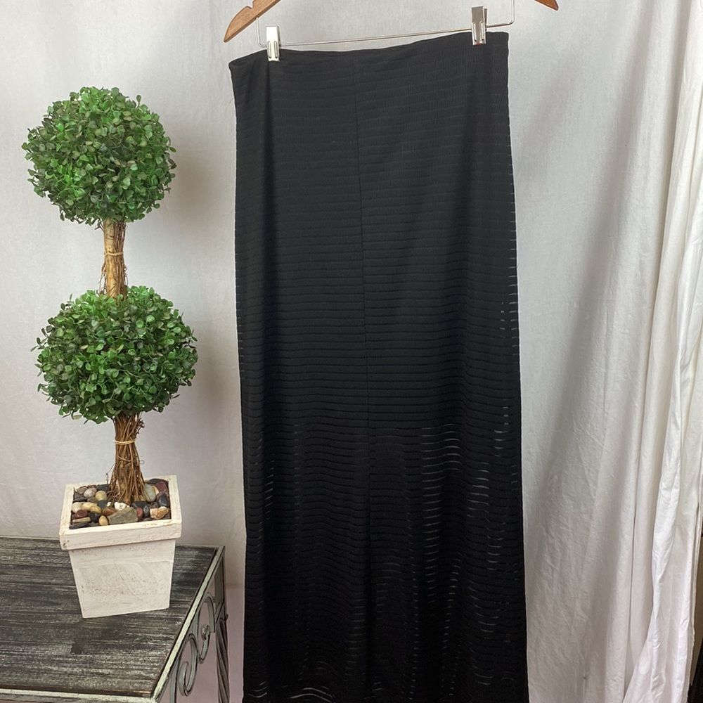 Ice Black Sheer Long Striped Maxi Skirt M - Picture 3 of 9